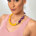 18 karat gold plated necklace featuring a blend of sodalite and jasper stones adorned with exquisite zircon ornaments - ELLY