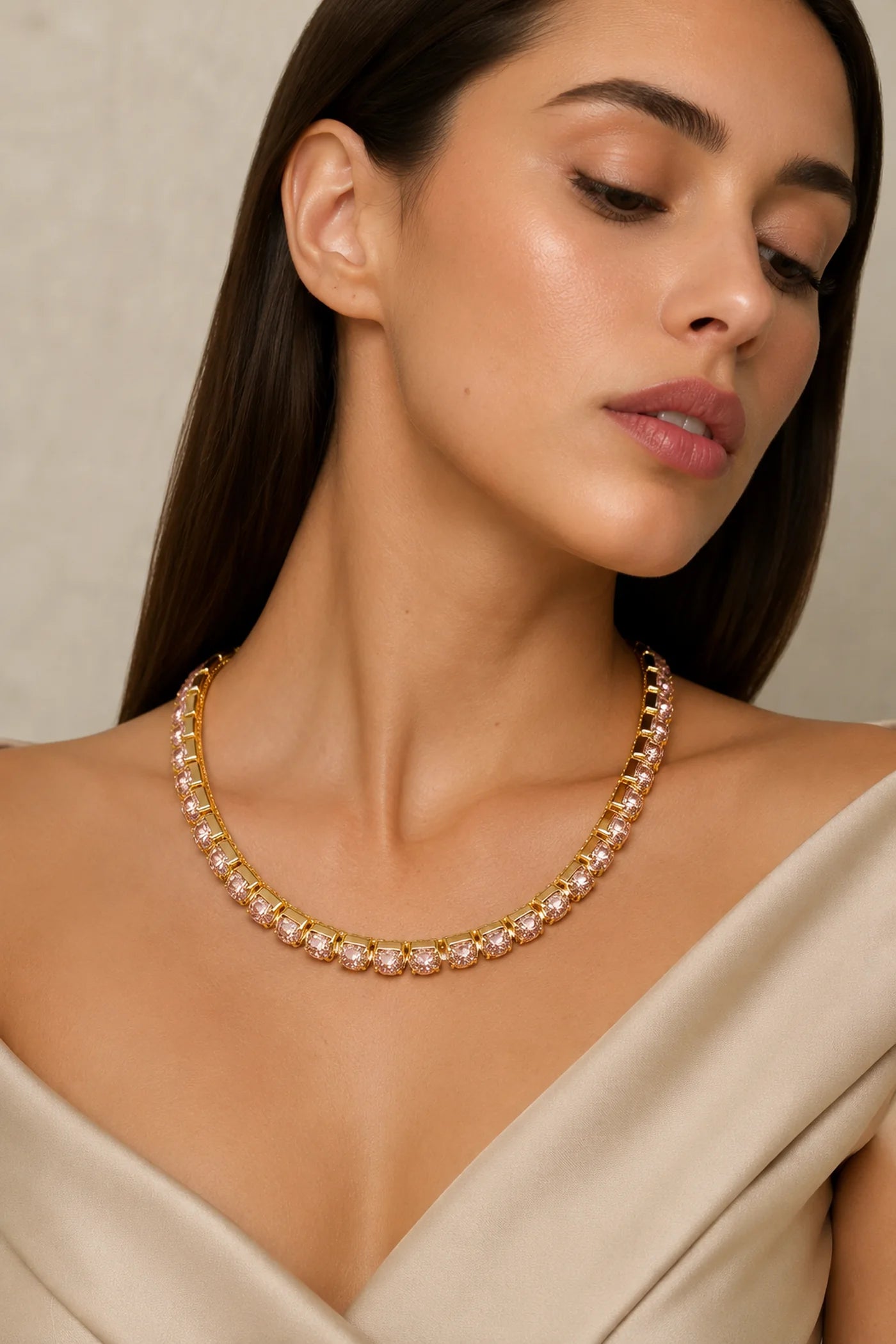 Blush Champagne Royale Tennis Necklace
