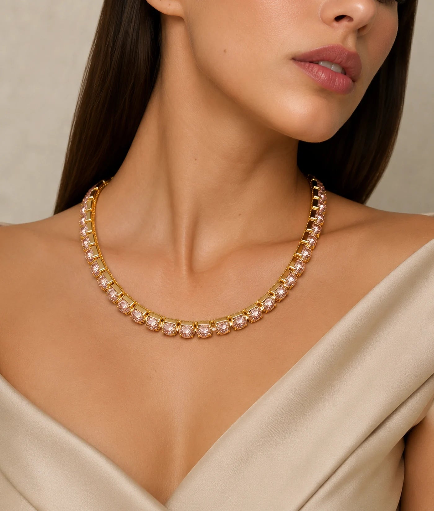 Blush Champagne Royale Tennis Necklace