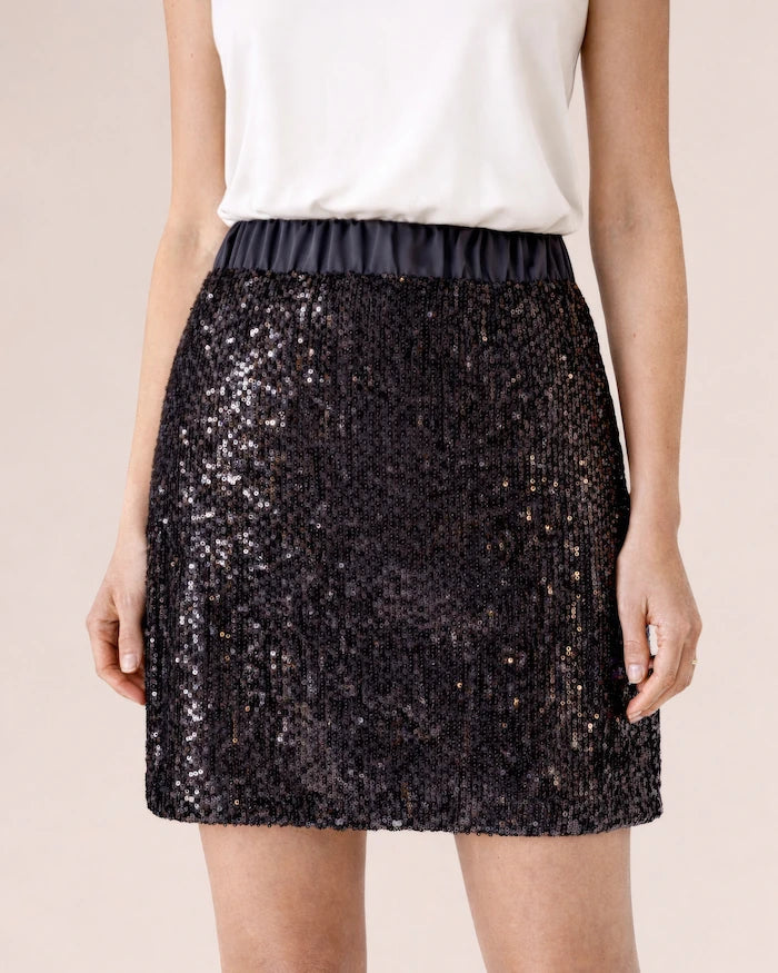 Elegance in Motion Skirt - Paillettes Nero