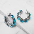 Acqua Marina Crystal Hoop Earrings – Argento - ELLY