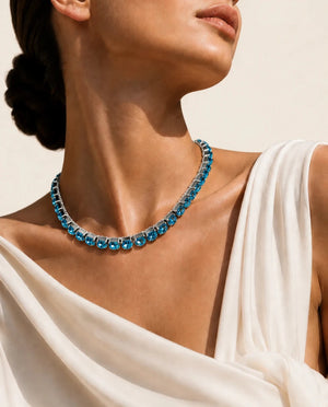 Acqua Marina Crystal Necklace – Argento - ELLY
