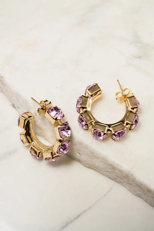 Amethyst Royale Crystal Hoop Earrings - ELLY