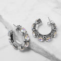 Aurora Boreale Crystal Hoop Earrings – Argento - ELLY