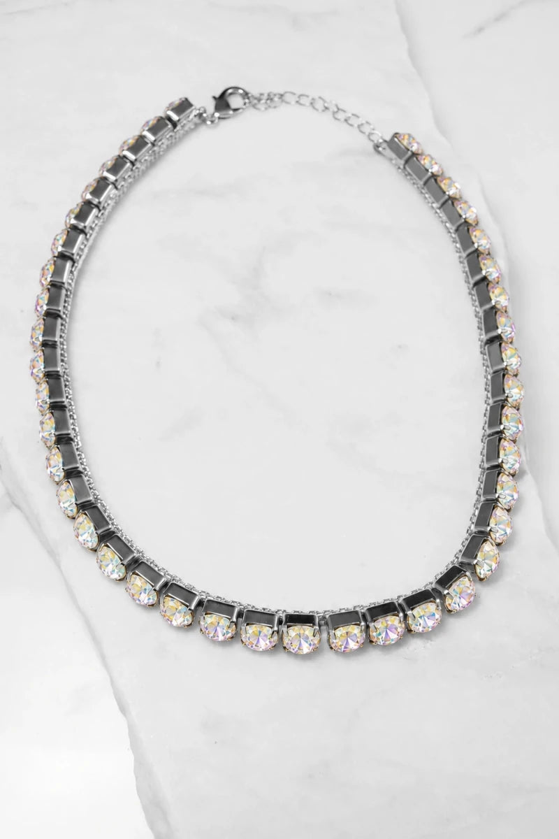 Aurora Boreale Crystal Necklace – Argento - ELLY