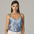 Azure Blossom Satin Cami Top - ELLY
