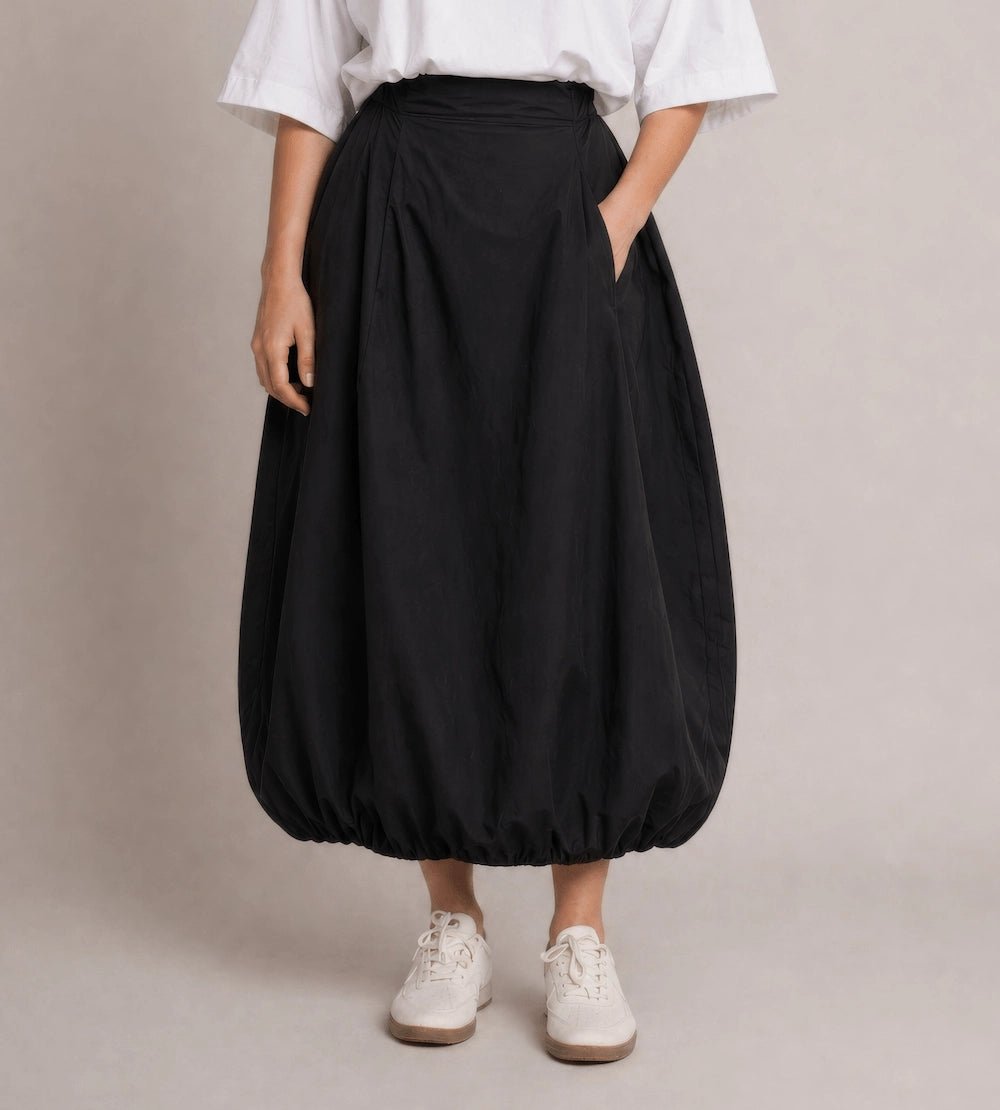 Balloon Midi Skirt – Nero - ELLY