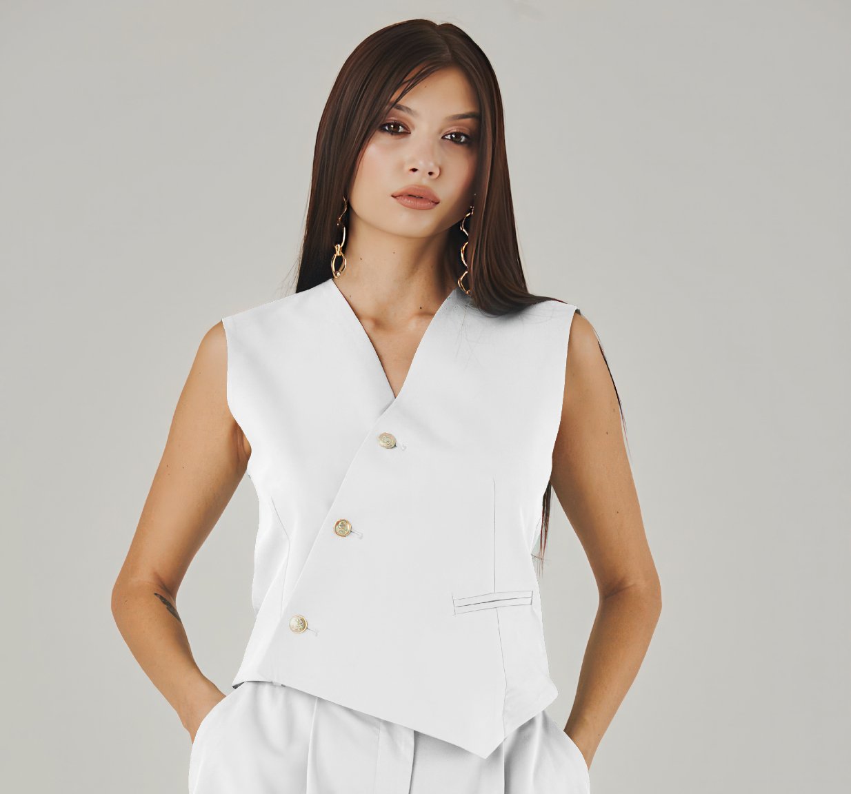 Bianco White Gilet - Timeless Chic Collection - ELLY