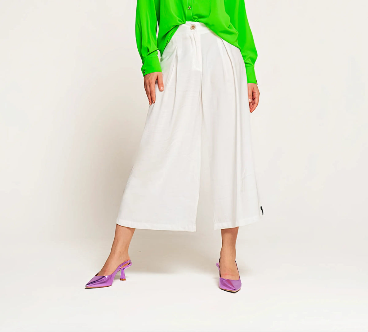 Bianco Wide - Leg Culotte Pants - ELLY