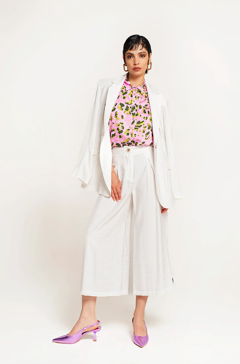 Bianco Wide - Leg Culotte Pants - ELLY