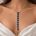 Blue Jade Gold - Plated Double Chain Necklace - ELLY
