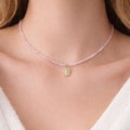 Blush Beaded Gold Charm Necklace - ELLY