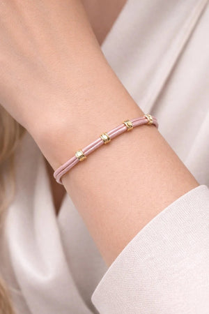 Blush Leather & Gold Accent Bracelet - ELLY
