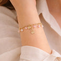 Blush Pink Double Bracelet Set with 18 Karat Gold - Plated Charms - ELLY