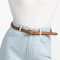 Braided Leather Belt in Cognac Brown - ELLY