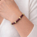 Burgundy Leather Gold Accent Bracelet - ELLY