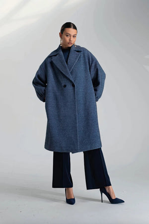 Cappotto Oversize Blu/Nero - ELLY