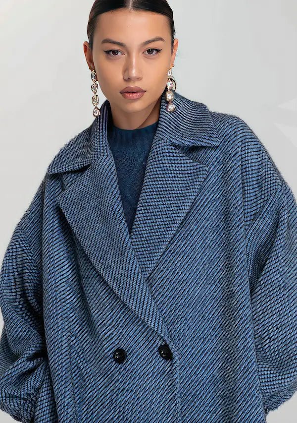Cappotto Oversize Blu/Nero - ELLY