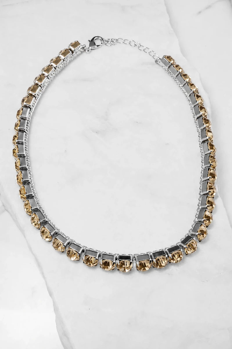 Champagne Crystal Necklace – Argento - ELLY
