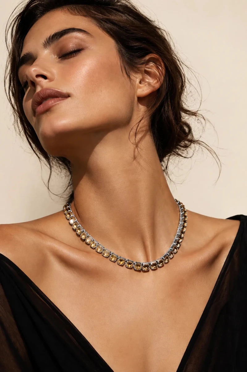 Champagne Crystal Necklace – Argento - ELLY