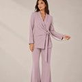 Charmé Cipria Tie - Front Blazer & Flared Pants Set - ELLY