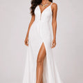 Coconut White High - Slit Maxi Dress - ELLY