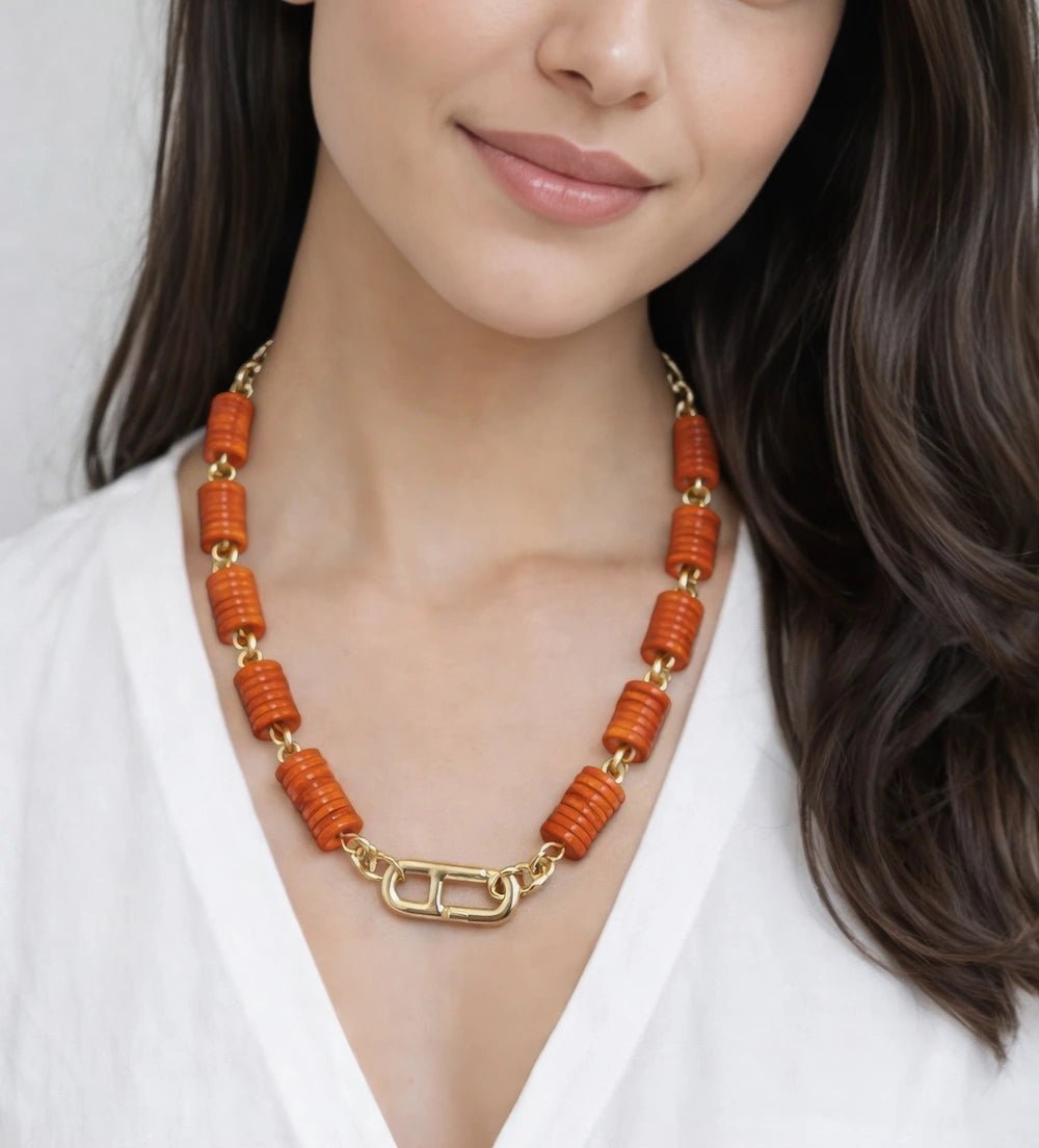 Colored Nacre Stone Necklace – Gold Plated - ELLY