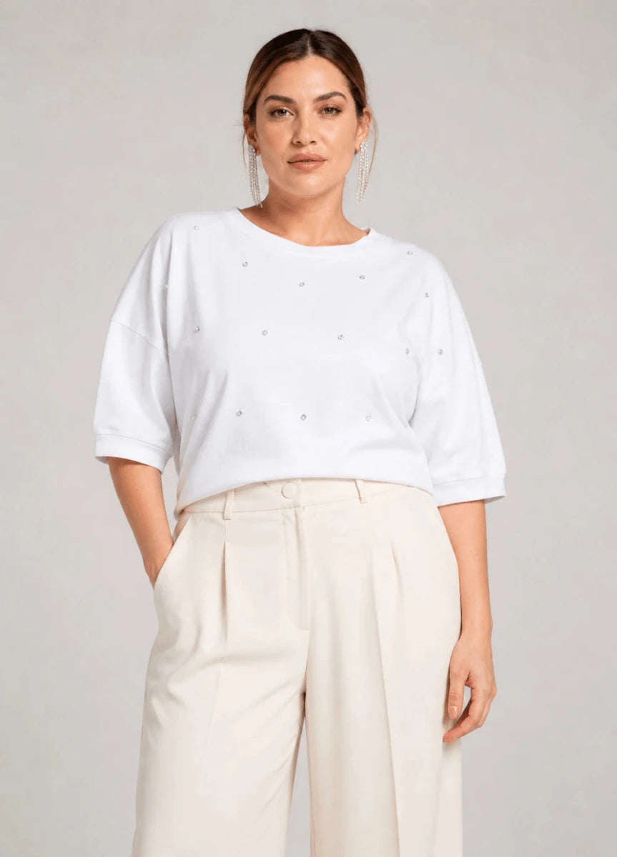Crystal Embellished Oversized Top - ELLY