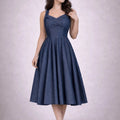 Denim Dream Halter Maxi Dress - ELLY