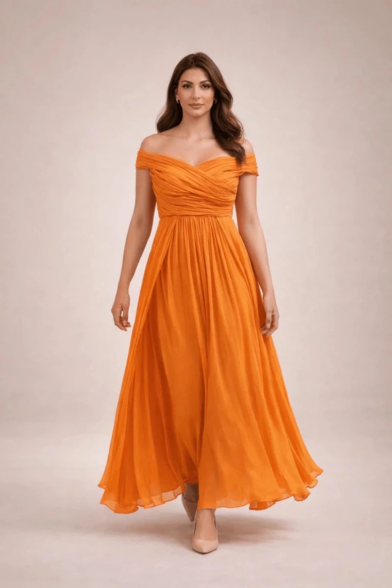 Draped Orange Dress – ELLY - ELLY