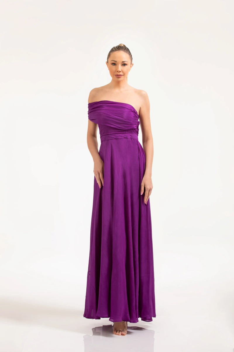 Draped Purple Dress – ELLY - ELLY