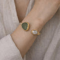 Dual Stone Cuff Bracelet – Gold - ELLY