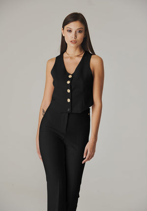 Eleganza Nero Sleeveless Vest - ELLY