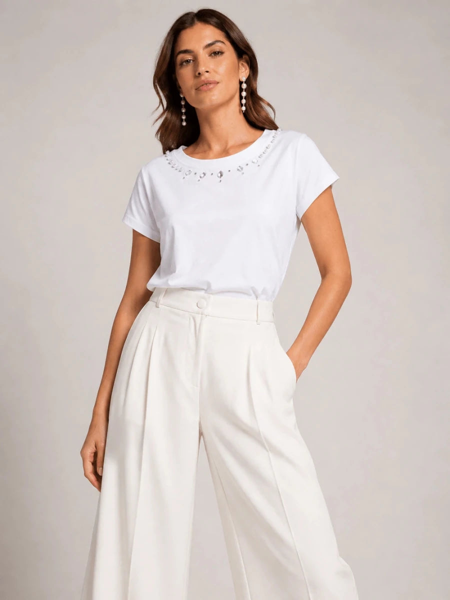 Embellished Neckline Top - ELLY