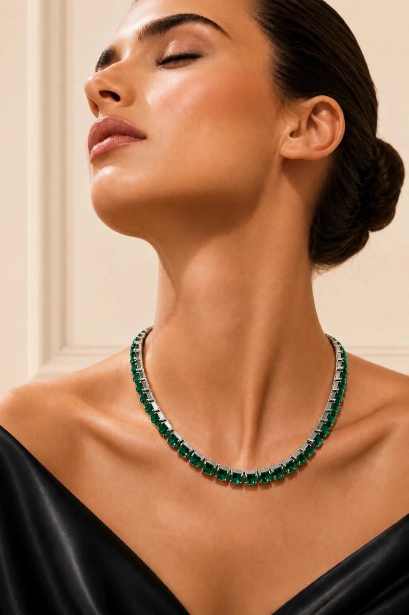 Emerald Crystal Necklace – Argento - ELLY