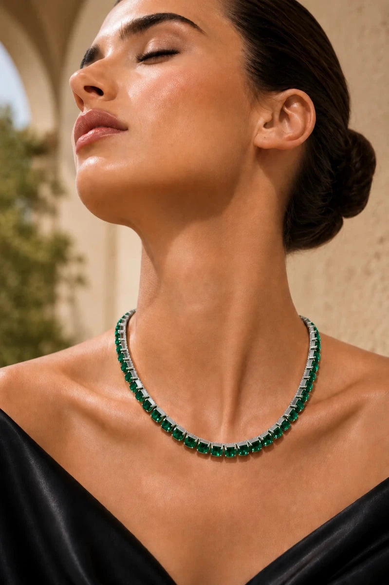 Emerald Crystal Necklace – Argento - ELLY