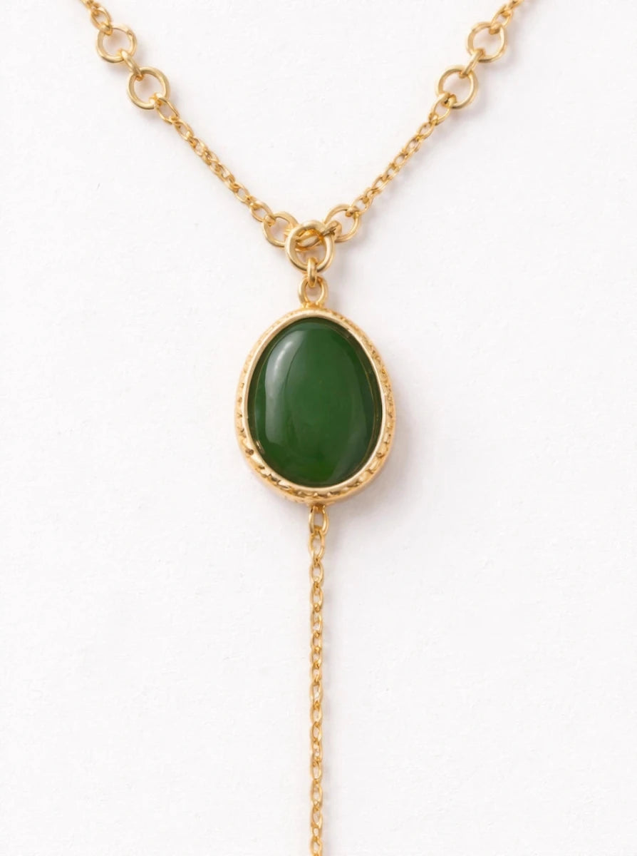 Emerald Drop Pendant Necklace – Gold - ELLY
