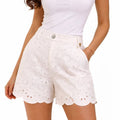 Eyelet Embroidered Shorts – Bianco - ELLY