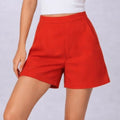 Flame Red Tailored Shorts - ELLY