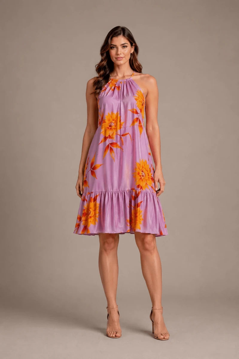 Floral Halter Mini Dress – Rosa - ELLY