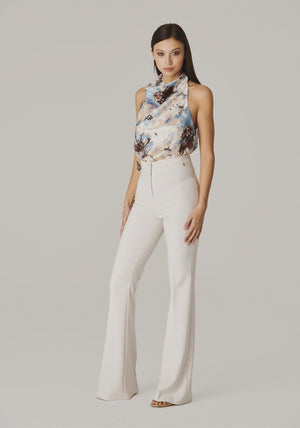 Floral Whispers Open-Back Halter Top - ELLY