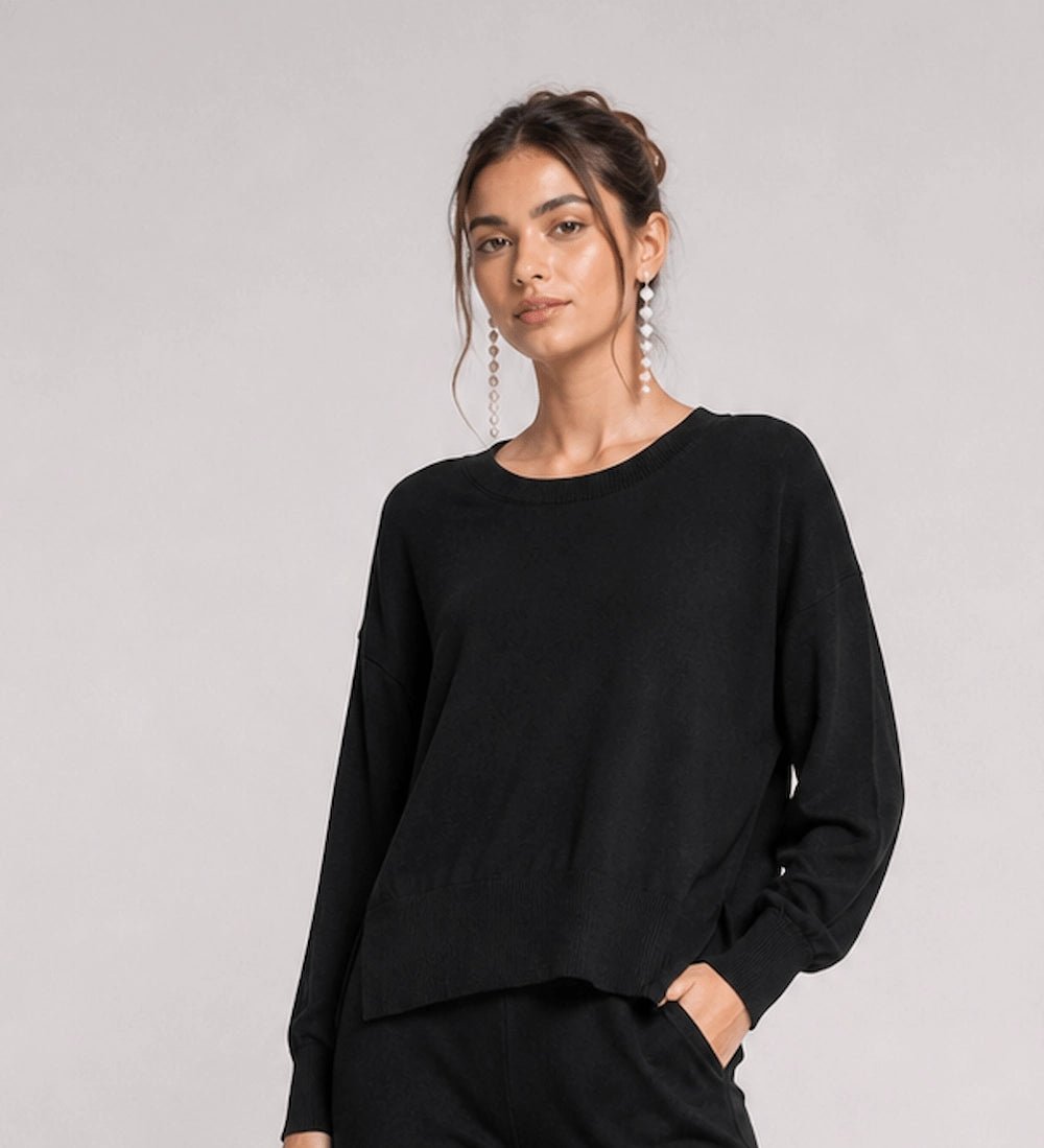 Fluid Knit Long - Sleeve Top – Nero - ELLY