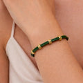 Forest Green Leather & Gold Accent Bracelet - ELLY