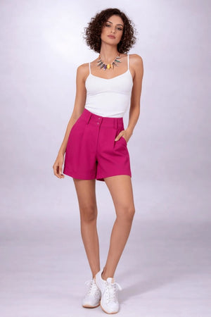 Fuchsia Pink Tailored Shorts - ELLY