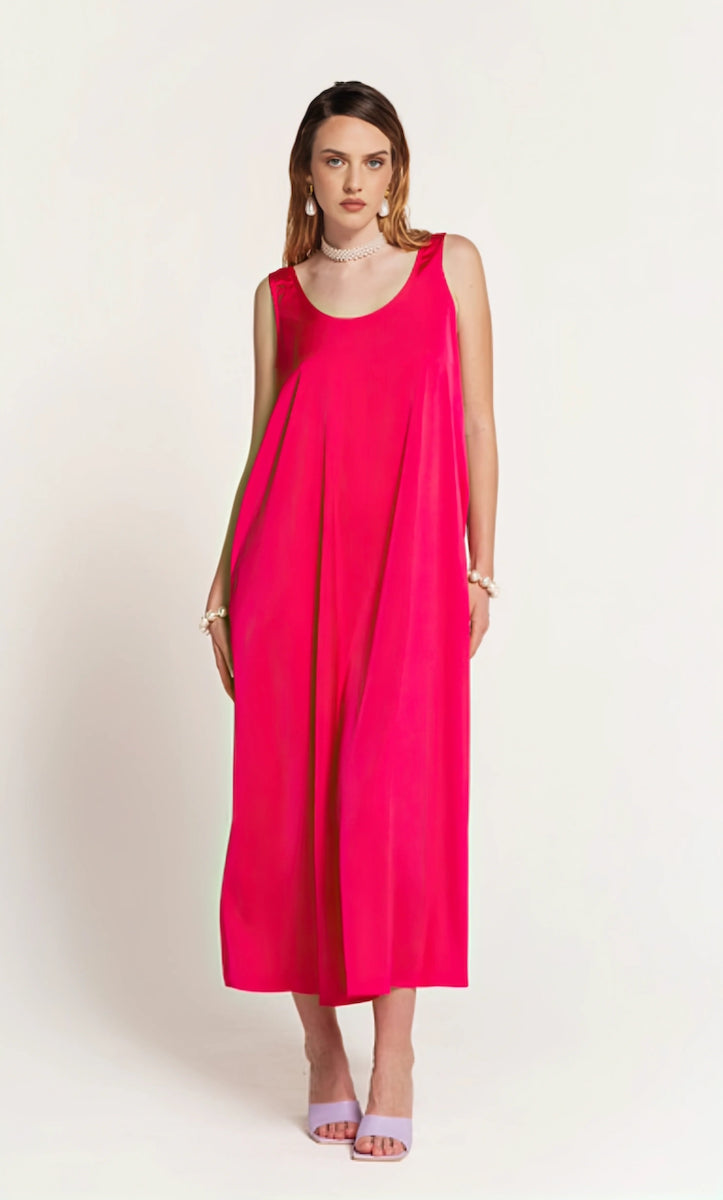 Fucsia Draped Back Maxi Dress - ELLY