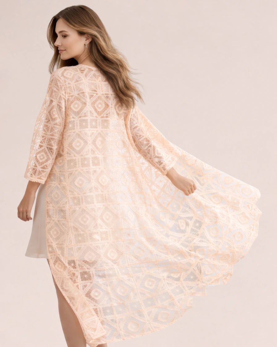 Geometric Lace Kimono - ELLY