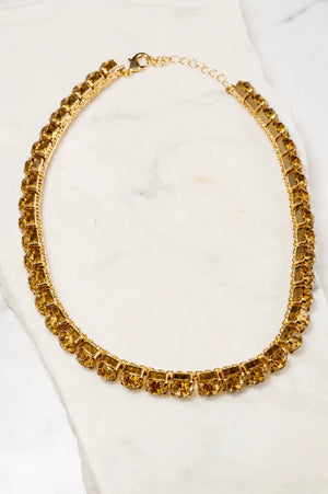 Golden Champagne Royale Tennis Necklace - ELLY