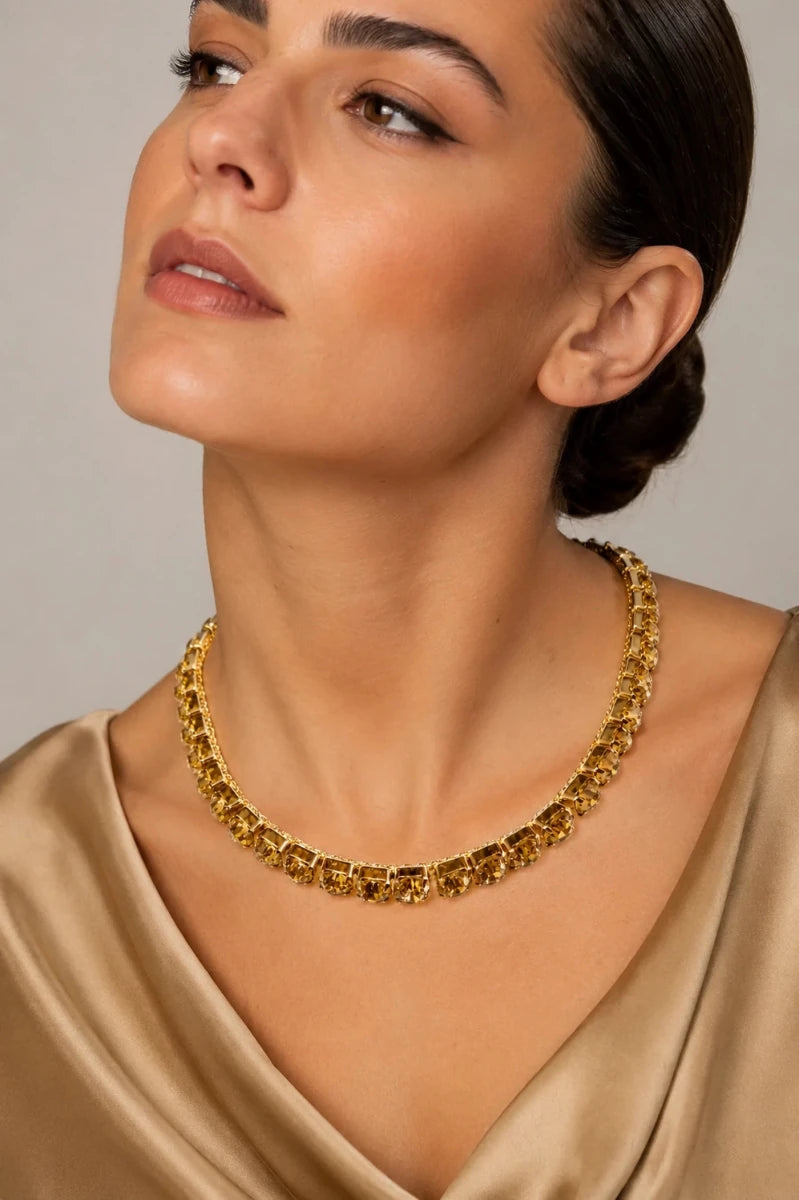 Golden Champagne Royale Tennis Necklace - ELLY