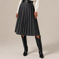 Gray Pleated Double Waist Skirt - ELLY