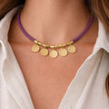 Green Beaded Coin Charm Necklace - ELLY